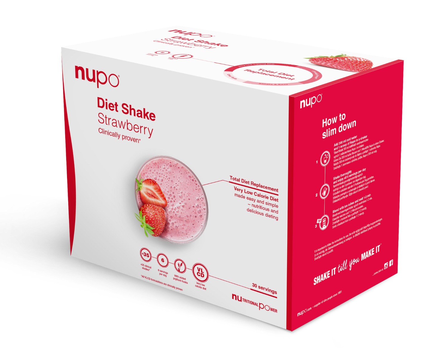 Nupo Jordbær Diet Shake – Effektiv Vægttabsløsning 30 Portioner