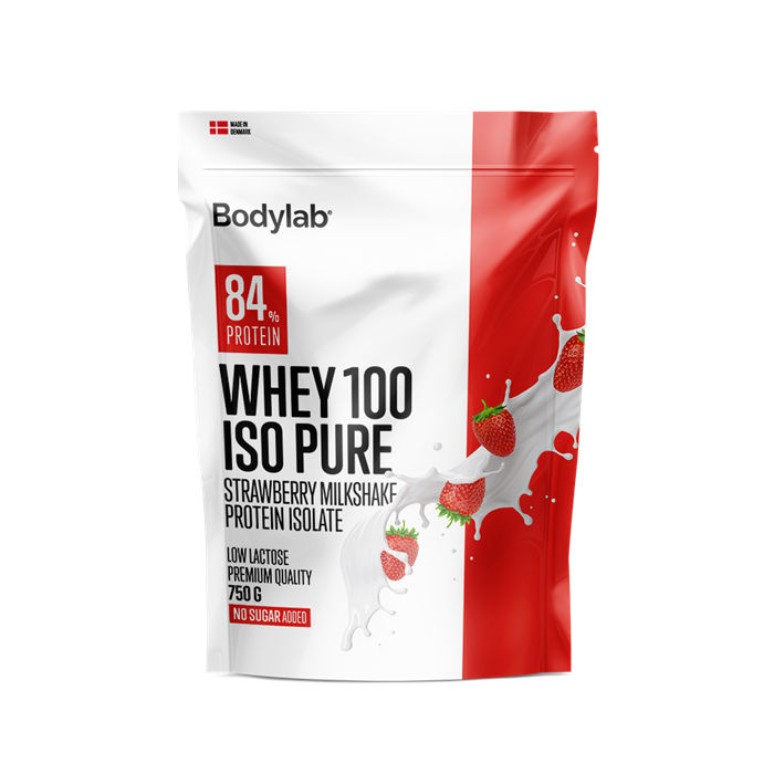 Bodylab Whey 100 Iso Pure Jordbærmilkshake 750 g - Træningsboost!
