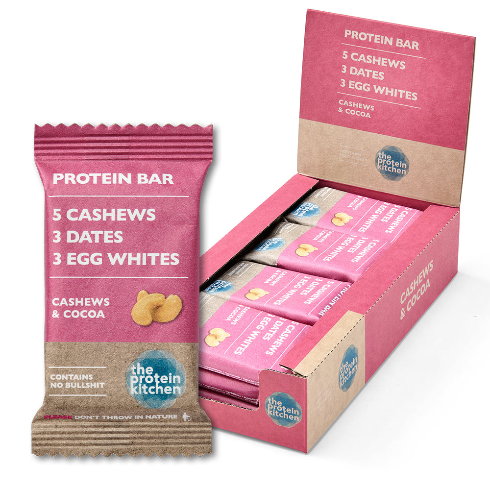 Proteinbar med Kakao og Cashewnødder - 12 stk.