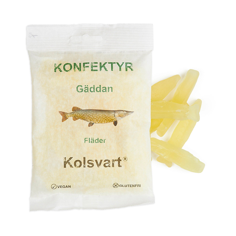 Kolsvart Gedde Vingummifisk med Hyldeblomst