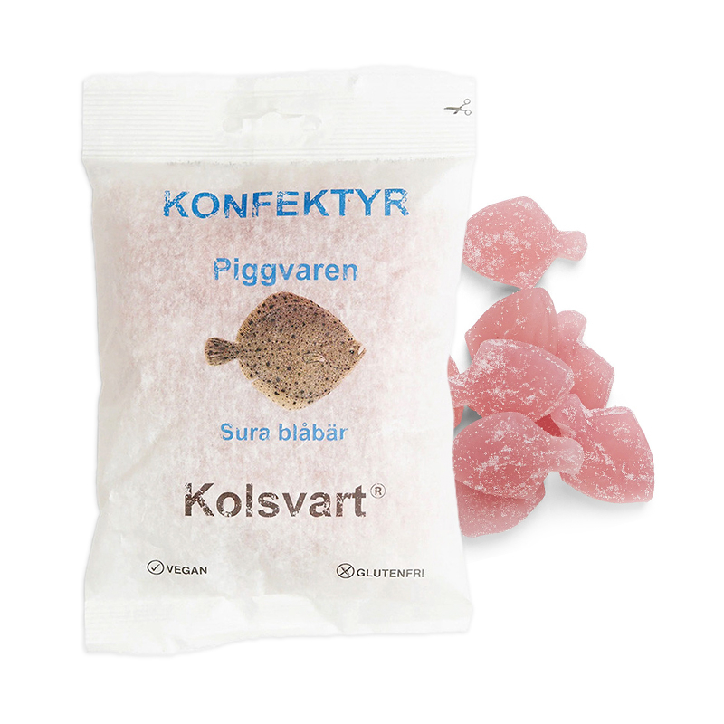Pighvar Vingummifisk med Blåbærsmag
